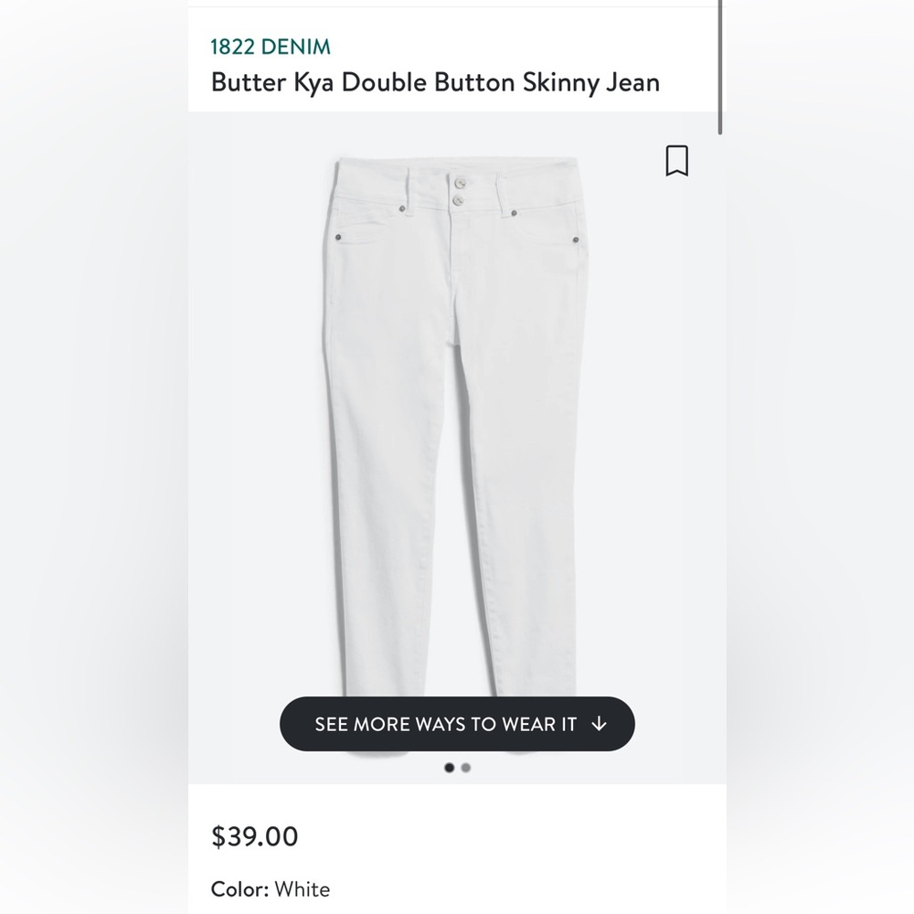 Double button skinny, stretchy white jeans